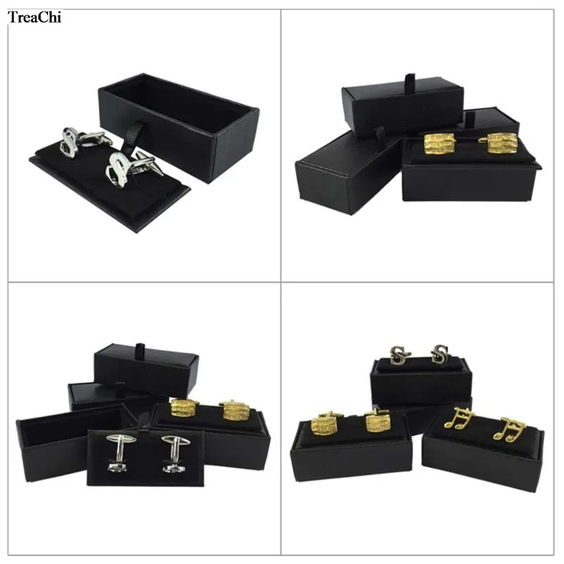 60Pcs Black Cufflinks Storage Casket Mens Cufflink Jewelry Organizer Case Cuff Links Display Package Gift Box Birthday Gift Case