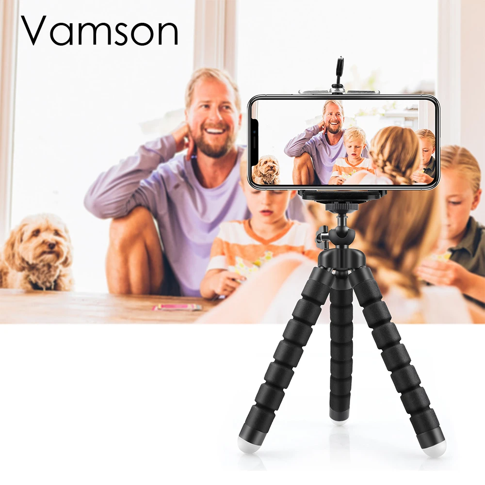 Vamson-Mini trípode Flexible para teléfono inteligente, soporte con clip para GoPro Hero 11, 10, 9, 8, 7, 6, 5, 4, yi, 4k, DJI