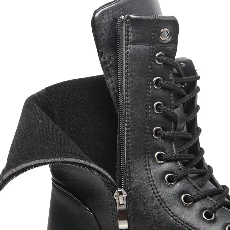 Marka buty męskie łańcuszek męskie buty czaszka metalowa klamra zasznurować męskie buty motocyklowe Punk męskie buty Rock 2019 — zdjęcie 6