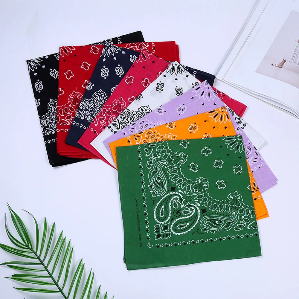 New Arrived Unisex Hip Hop Black Bandana Fashion Headwear Hair Band Neck Scarf Wrist Wraps Square Scarves Print Handkerchief