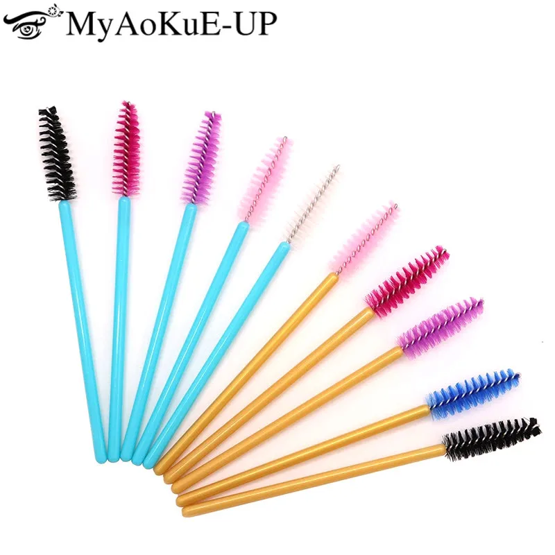 50pcs Disposable Eyelash Makeup Brush Mascara Wands Applicator Eyebrow Comb Spoolies Brushes Lash Extension Supplies Beauty Tool