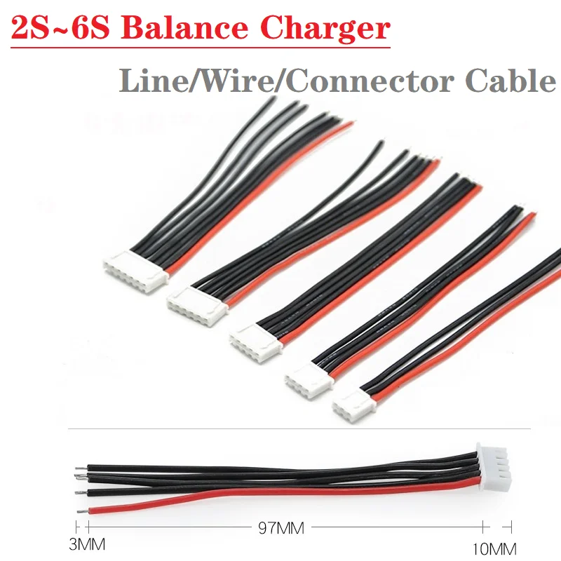 5pcs/bag Lipo Battery Wiring RC Lipo Battery Balance Charger 1s 2s 3s 4s 5s 6s 22AWG Cable For IMAX B3 B6 B6AC 10CM 100MM