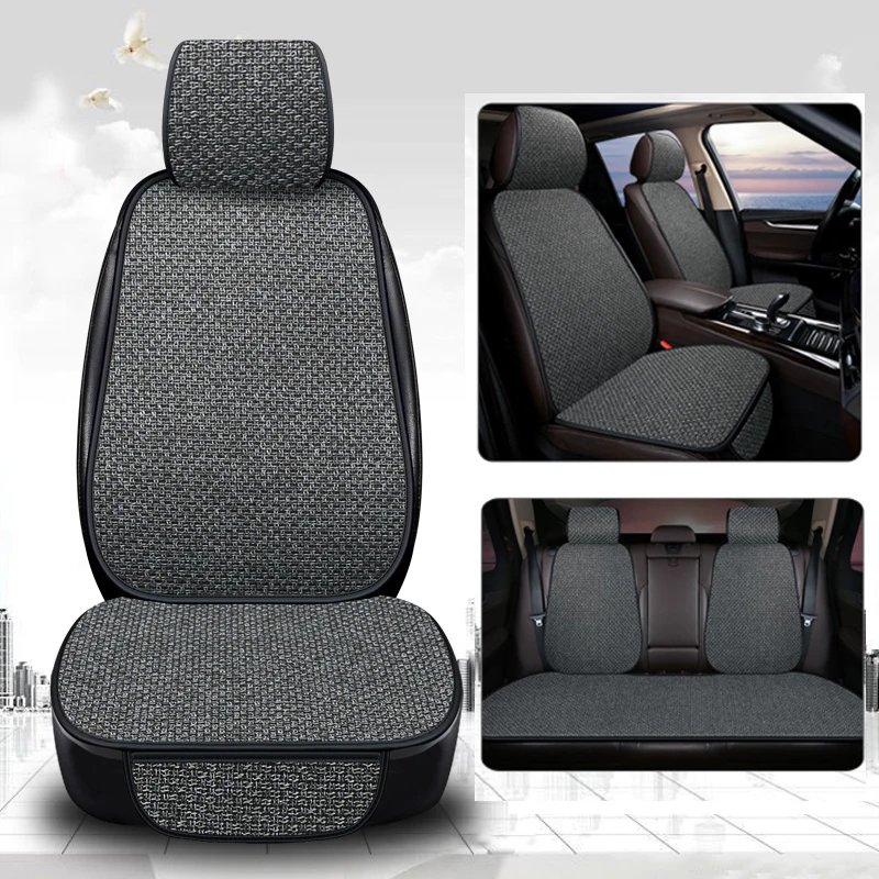 New Flax Car Seat Cover Protector Linen Front Rear Back Cushion Protection Pad Mat Backrest for Auto Interior Truck Suv Van