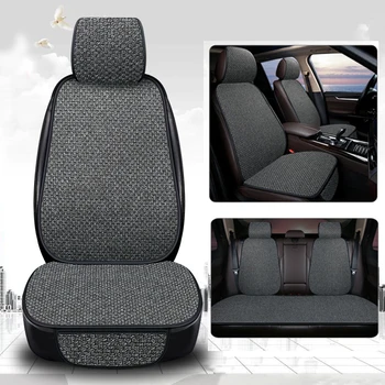 New Linen Car Seat Cover Protector Linen Front Rear Cushion Protection Pad Mat Backrest Auto Interior For Truck SUV Van