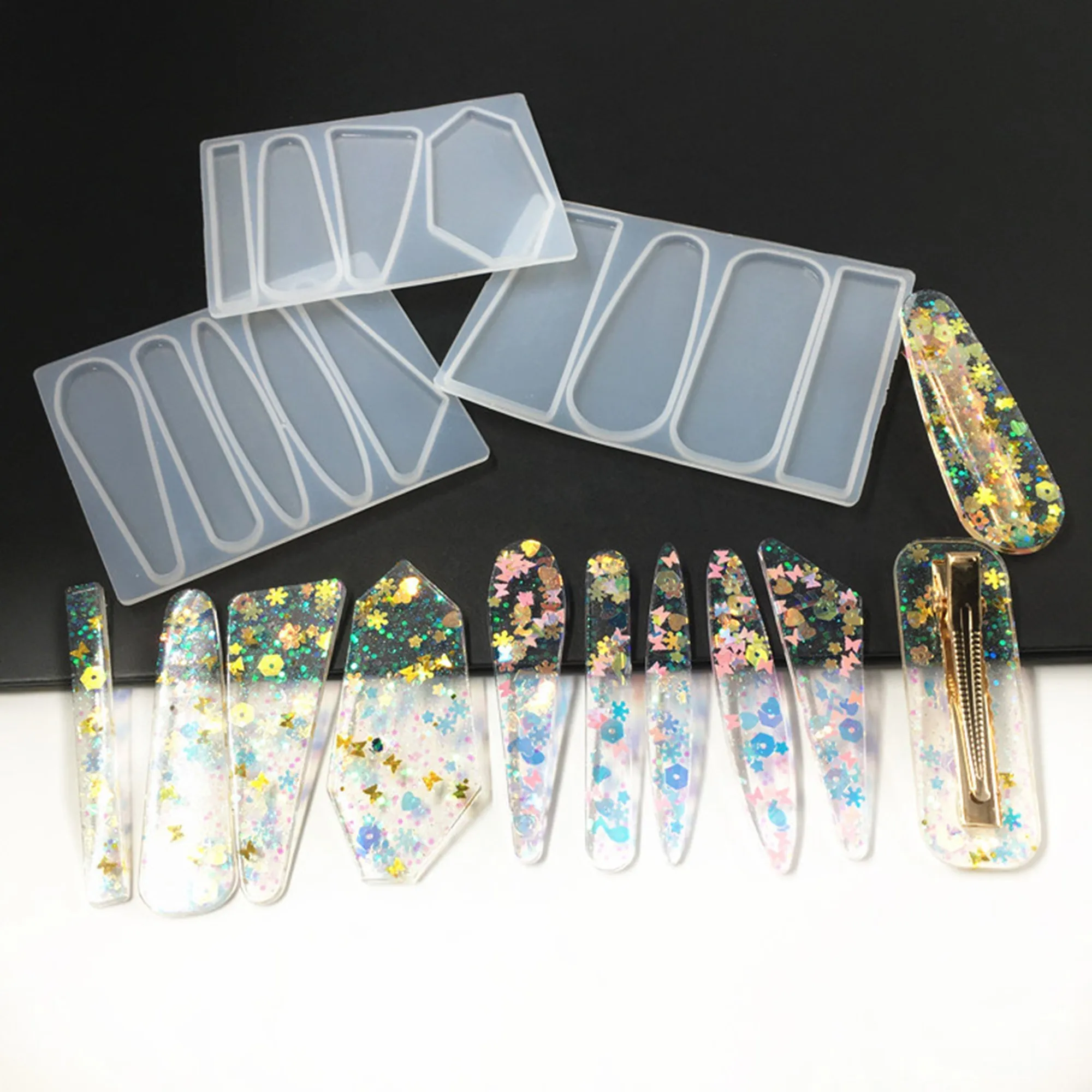 

1pcs/lot New hair clip drop mold DIY personality INS hair clip crystal drop accessories mirror mold materials