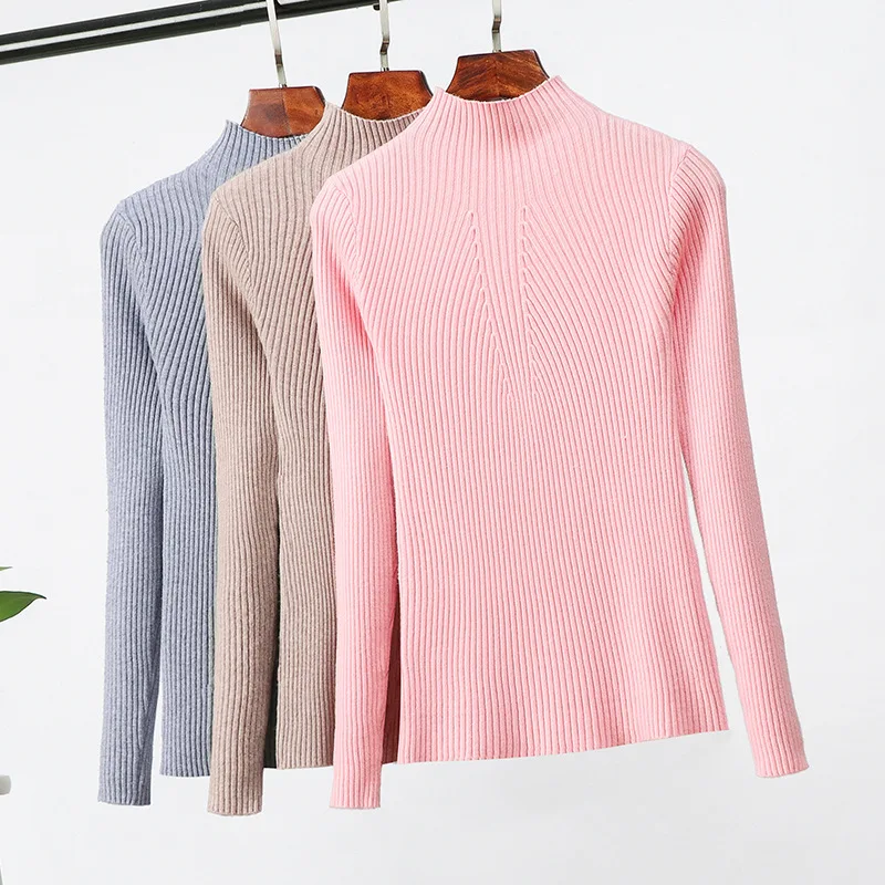 Half Turtleneck Sweater Women And Pullovers Fashion 2020 Autumn Winter Women Knitted Long Sleeve Tops Jumper Pull Femme Clothing