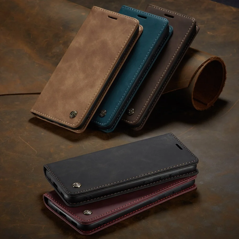 Matowy skórzane etui z klapką pokrywa dla Samsung A71 A51 A70 A50 A40 A30 A20 A10 portfel etui S21 5G S20 Ultra uwaga 10 Plus S10 S10e S9 S8 S7