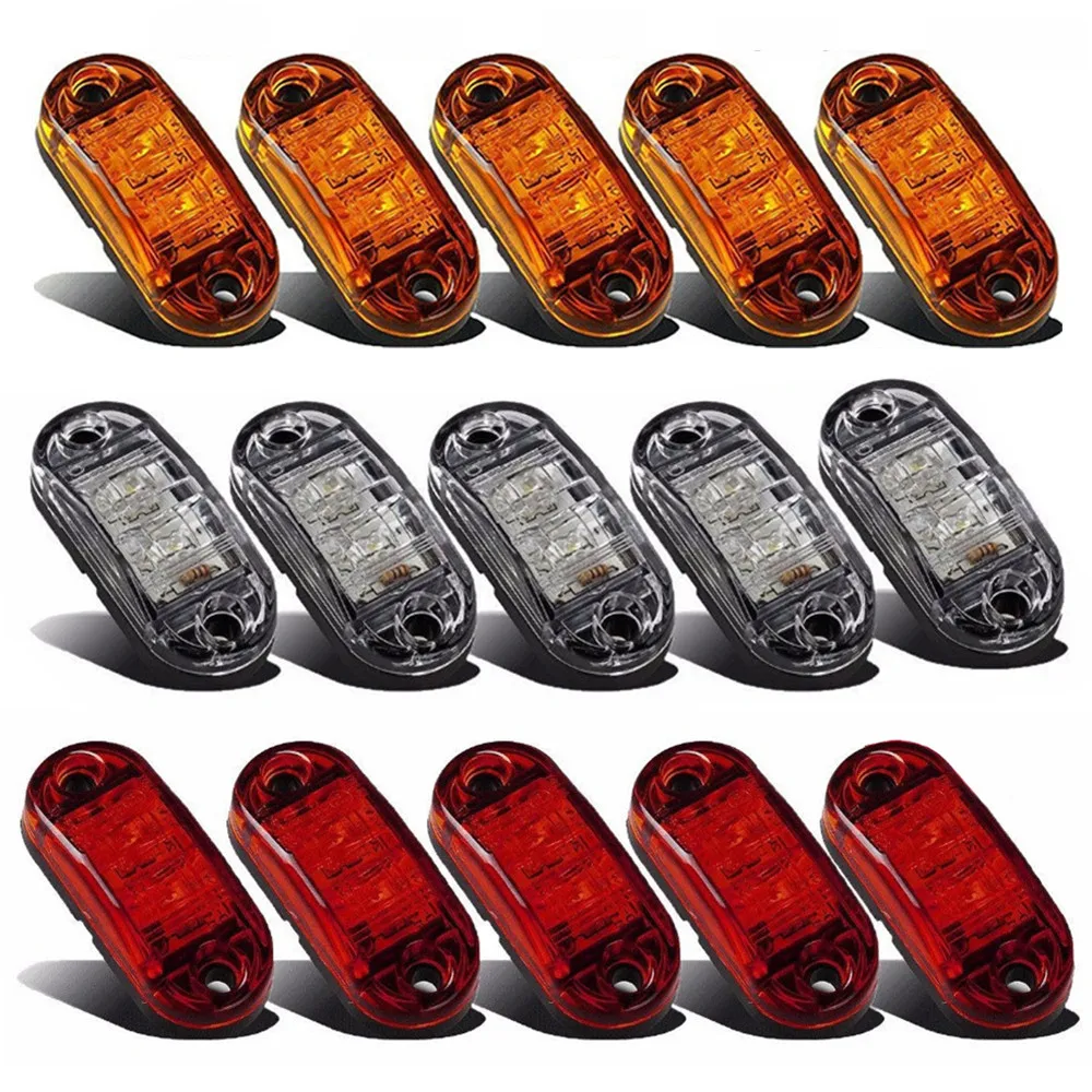 10PCS Universal Warning Lights LED Diode Light 12V 24V Trailer  Truck Semaphore Yellow White Red LED Side Marker Lamp Accessorie