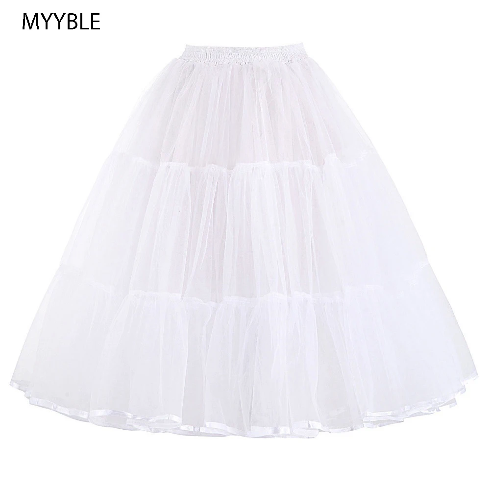 Summer Petticoats Puffy Organza Skirt Retro Vintage Dress Underskirts Women Hoops Plus Size Dance Crinoline Petticoat White