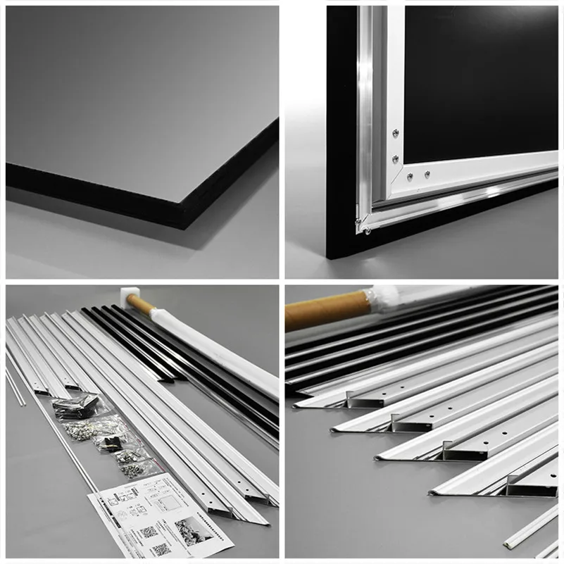 HKXYTSH  Anti-light Ultra Thin Frame Projection Screen 16:9 with Black Crytal Diamond Fabric Acoustic Transparent Woven screen