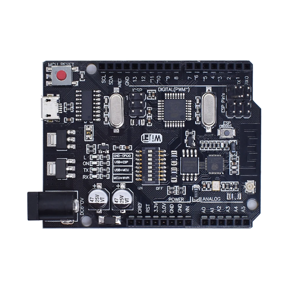 WAVGAT UNO R3 + WiFi ATmega328P + ESP8266 (32Mb de mémoire) USB-TTL CH340G Pour Ardu37Uno NodeMCU WeMos ESP8266 Une Nouvelle Arrivée