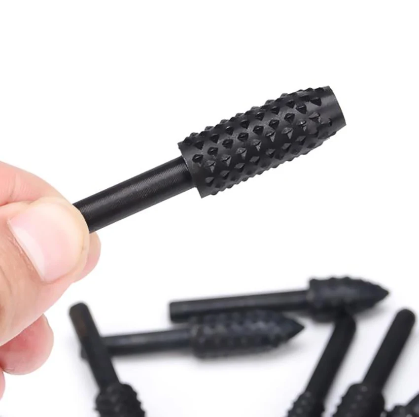 5Pcs/set Carbon Steel Rasp File Drill Bits Set, Woodworking Carving Grinder Drill Rasp Tool, 1/4" Round Rotary Files Set дереву