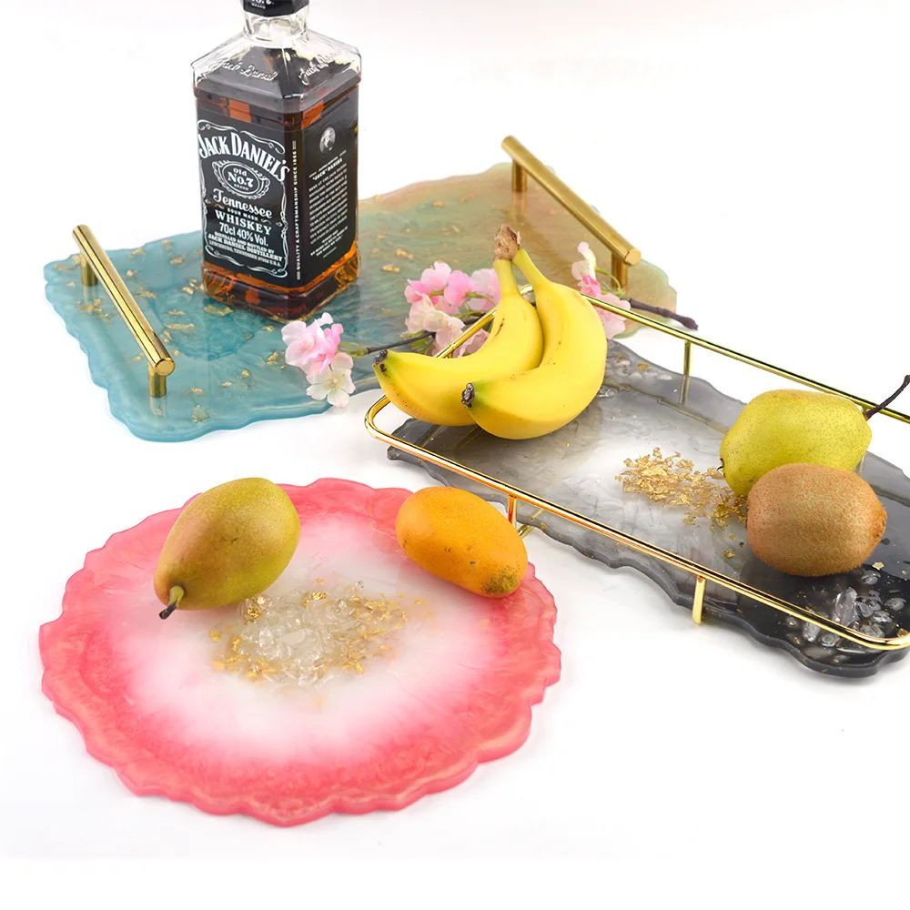 

1pc Large Fruit Plate Table Mold Tea Cup Pad Holder Resin Silicone Mold Set DIY Crystal Epoxy Mirror Mold For Resin