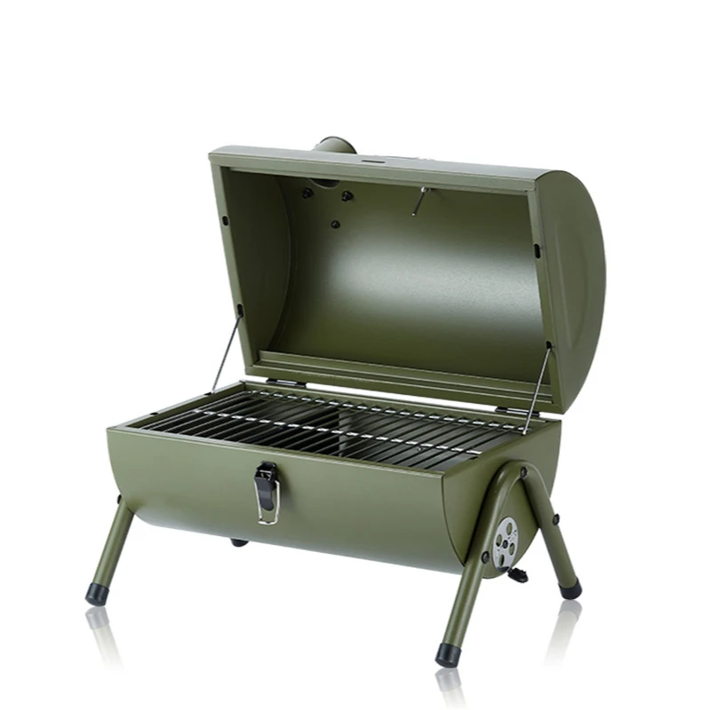 Grelha de churrasco portátil para exterior, uso doméstico, conjunto completo de ferramentas, pequena grelha de carbono reforçada de kebab selvagem
