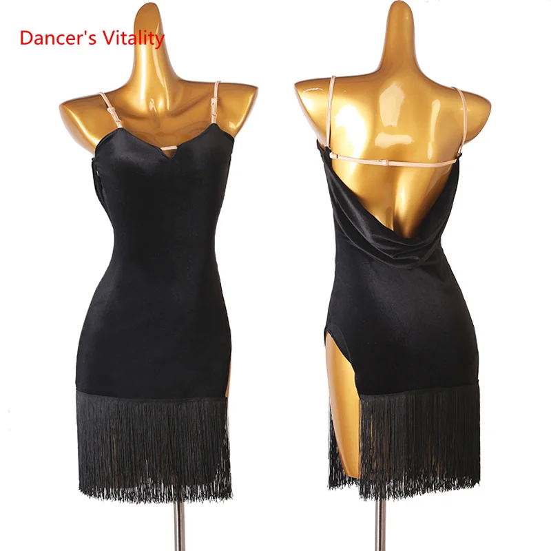 

Latin Dance Competition Dresses Professional Clothes for Women Customzed Latin Dress Girl's Dance Clothest Stage Tassel Skirts