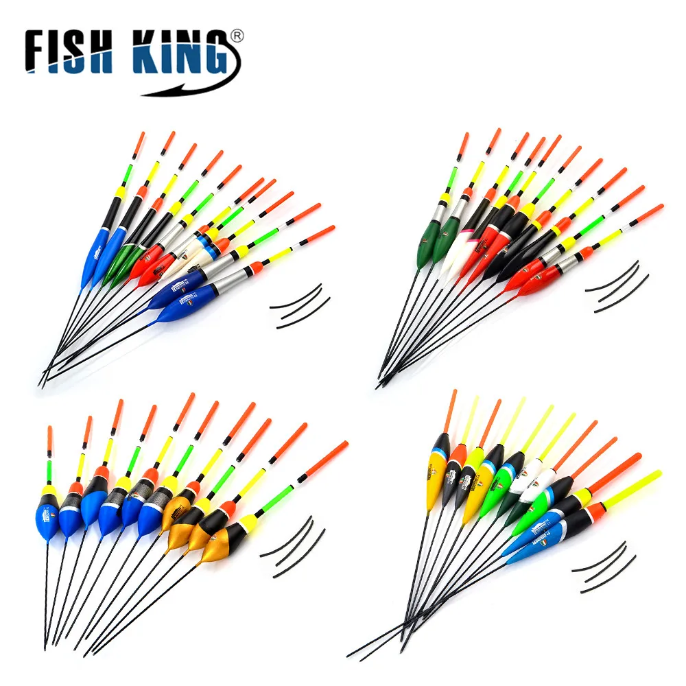 FISH KING 10PCS/lot Fishing Float Set Flutuador Mix Size Color For Carp Fishing Buoy Boia Floats Pesca Tackle