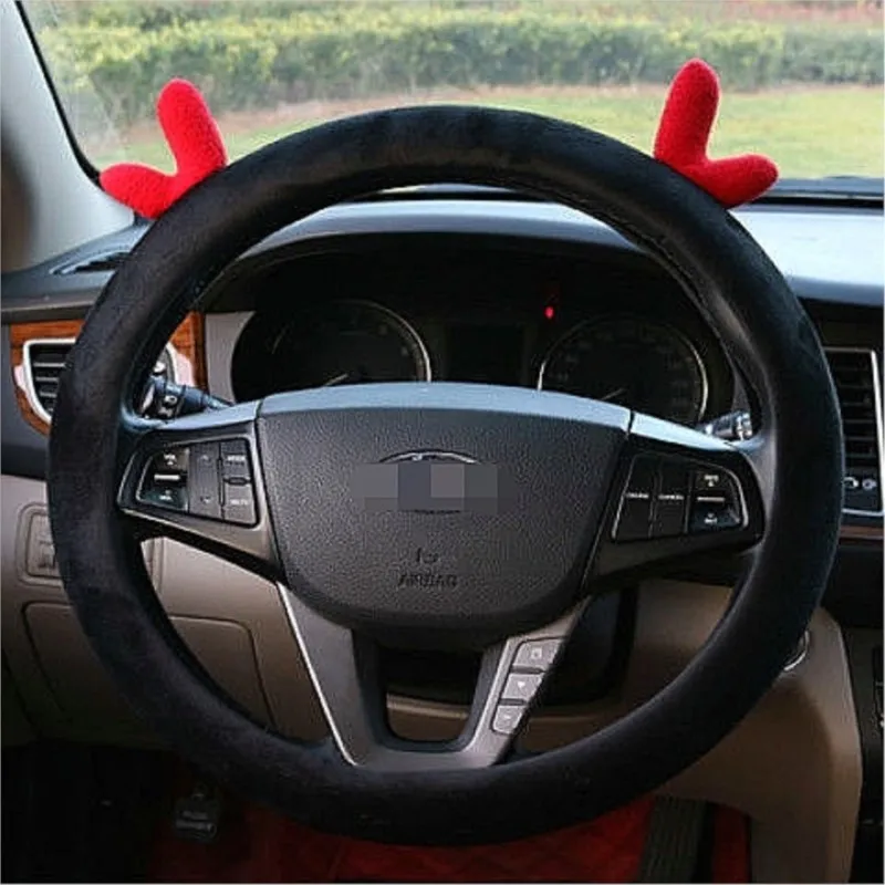 

Christmas Steering Wheel Cover New Cute Cartoon Women Plush Car Accessories Steering Wheel Cover Creativity Universal 2022 Korea