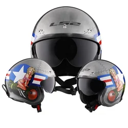 Fashion Knight Protection Men's Motocross Retro Motorcycle Helmet ECE Motorbike Prince Helmets Of ABS Built-in Lens Four Seasons