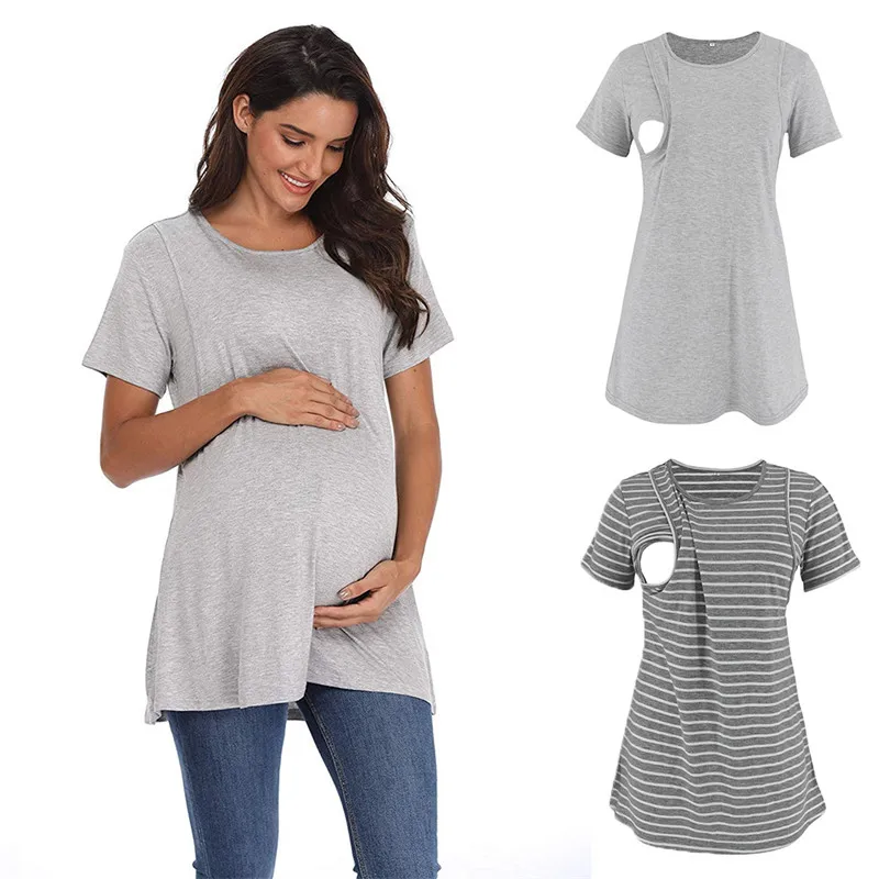 Maternity Pajamas Nightgown Breastfeeding Tops T-Shirt Casual Pregnant Women Nursing Blouse Nightwear Sleepwear Home Clothes