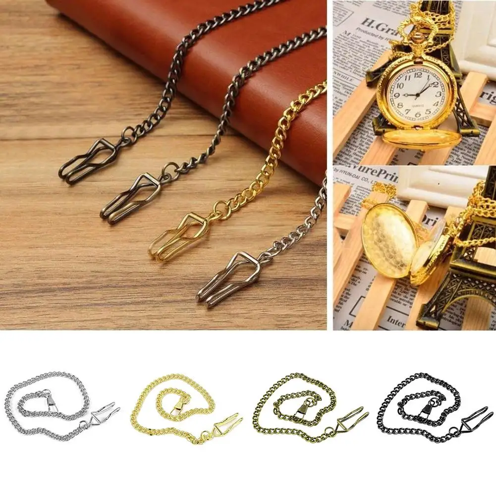 Vintage Bronze Alloy Pocket Watch Chain Black Gold For Antique Quartz Women Men Watch Chain 37cm