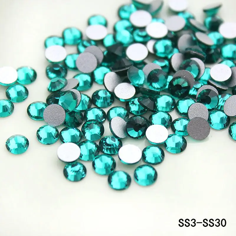 

Green Zircon SS6 SS16 SS20 SS30 3D Glass Rhinestone Flatback DIY Nail Deco Beads Not hotfix Use Glue 288/1440pcs Wedding deco