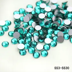 Green Zircon SS6 SS16 SS20 SS30 3D Glass Rhinestone Flatback DIY Nail Deco Beads Not hotfix Use Glue 288/1440pcs Wedding deco