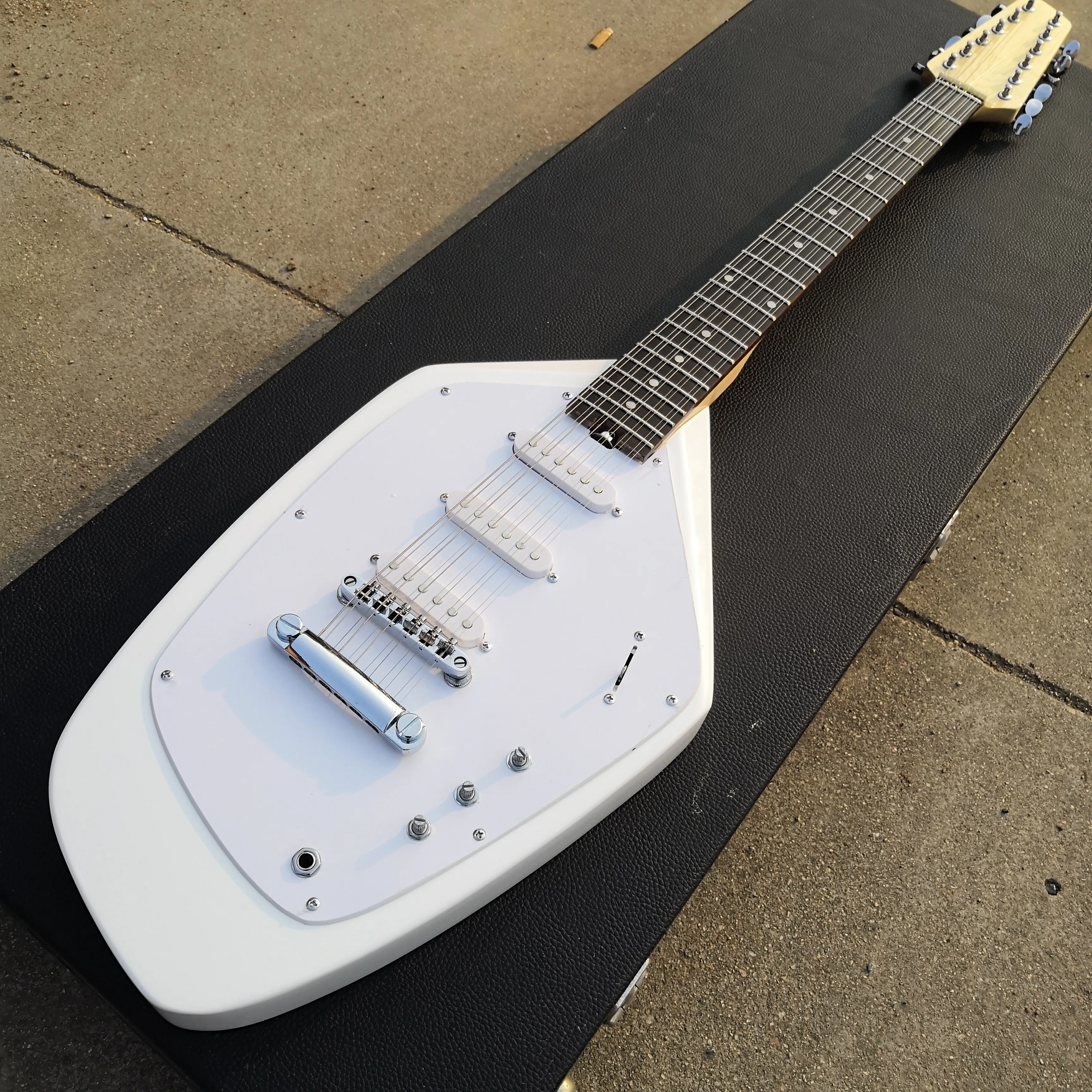 12 string irregular guitar, gemstone white color electric guitar free shipping