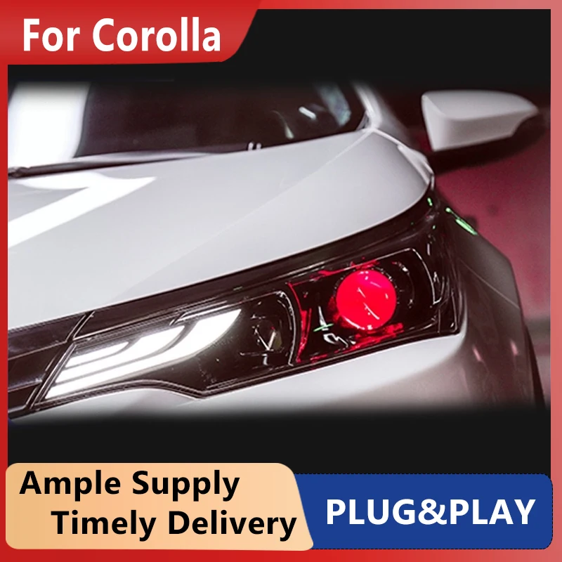

Cars Headlight For Toyota Corolla 2017-2019 Headlights LED DRL Running lights Bi-Xenon Beam Fog lights angel eyes