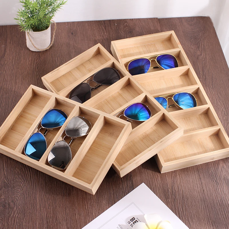 

Bamboo Glasses Tray Creative Storage Rack Display Props Fashion Store Display Stand Sunglasses Holder