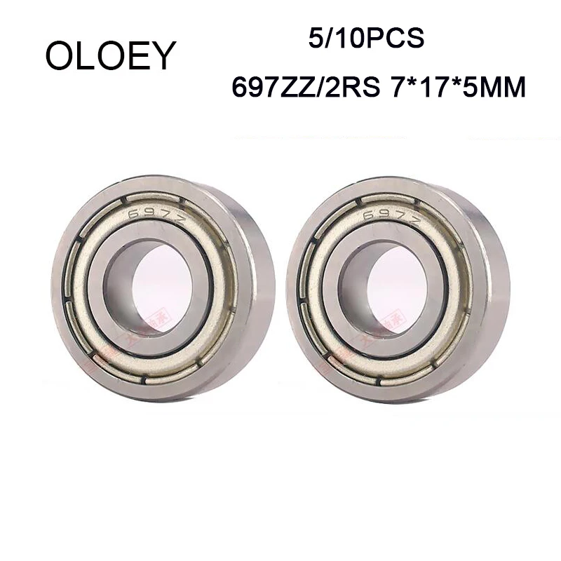 

697ZZ 2RS 5/10PCS 7x17x5mm Mini Bearing Metal Sealed Miniature Ball Bearings With Corrosion Resistance And High Quality