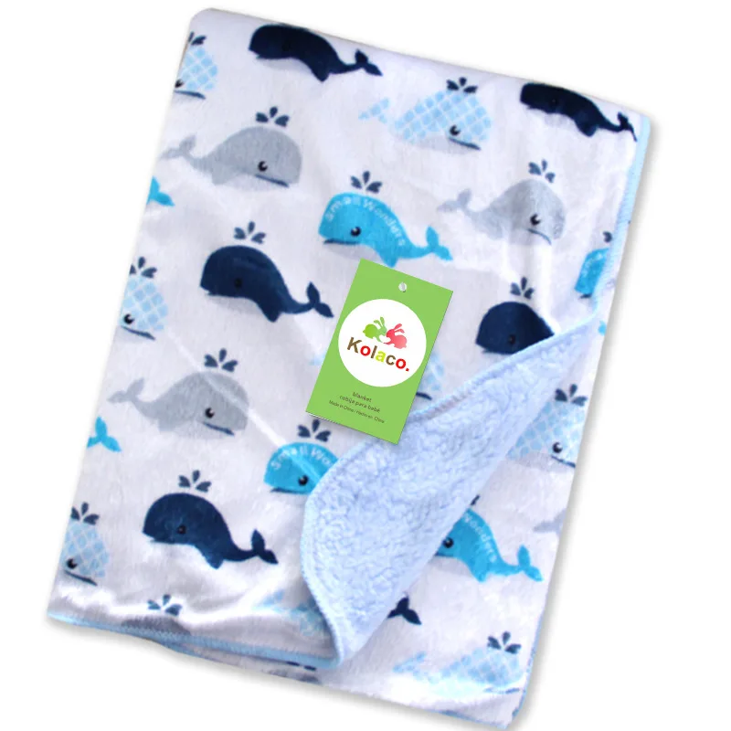 2024 New baby blanket printed and thickened double warm baby blanket short wool blanket 102*76cm