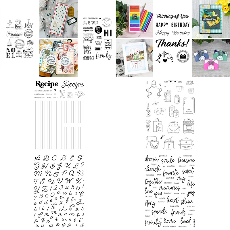 Clear Silicone Stamps Alphabets Words Script Thinking of You Baking Recipe DIY Craft Paper Scrapbooking Making Template 2021 New