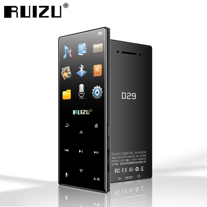 New Original RUIZU D29 Bluetooth MP3 Player Portable Audio 8GB HiFi Lossless Music Player Built in Speaker FM Radio E-book Clock