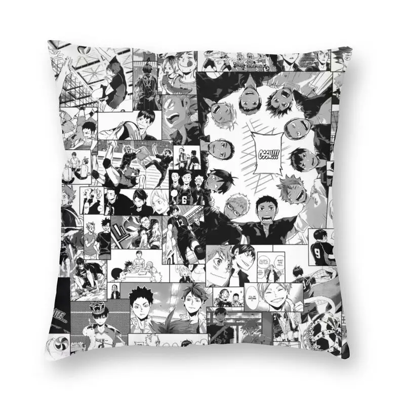 Personalized Haikyuu Karasuno Collage Pillow Case Home Decorative 3D Printed Japan Volleyball Anime Manga Cushion Cover for Sofa