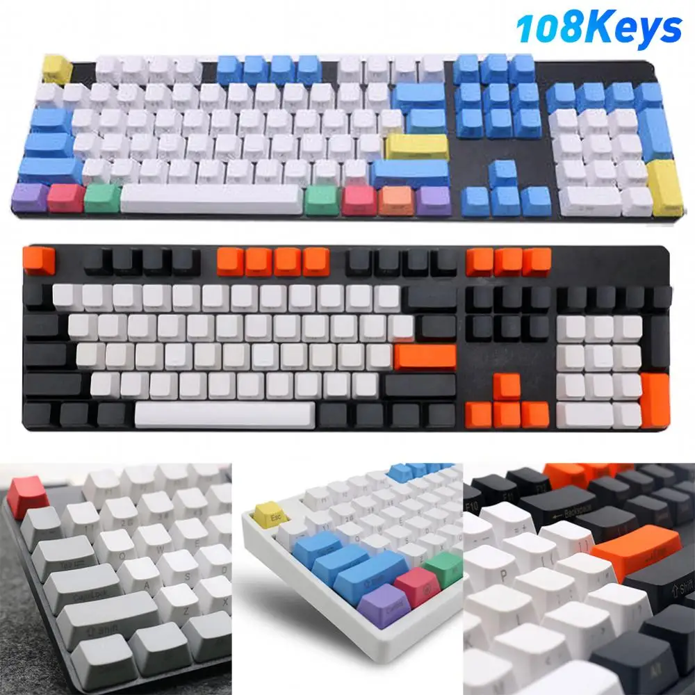 108 Keys PBT Double Color Keycap Universal Column For Ikbc Cherry MX /Kailh/Outemu Mechanical Keyboard