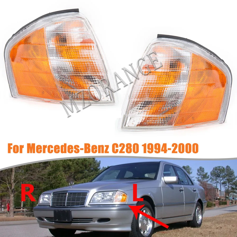 

For Mercedes-Benz C Class W202 C230 C280 1994-2000 Car Side Corner Light Turn Signal Lamp Frame Cover Marker Lights No Bulbs