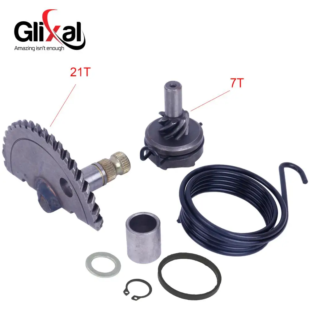 Glixal 55mm przekładnia wału rozruchowego z biegu jałowego dla GY6 49cc 50cc 139QMB 139QMA chiński skuter motorower ATV (21T + 7T)