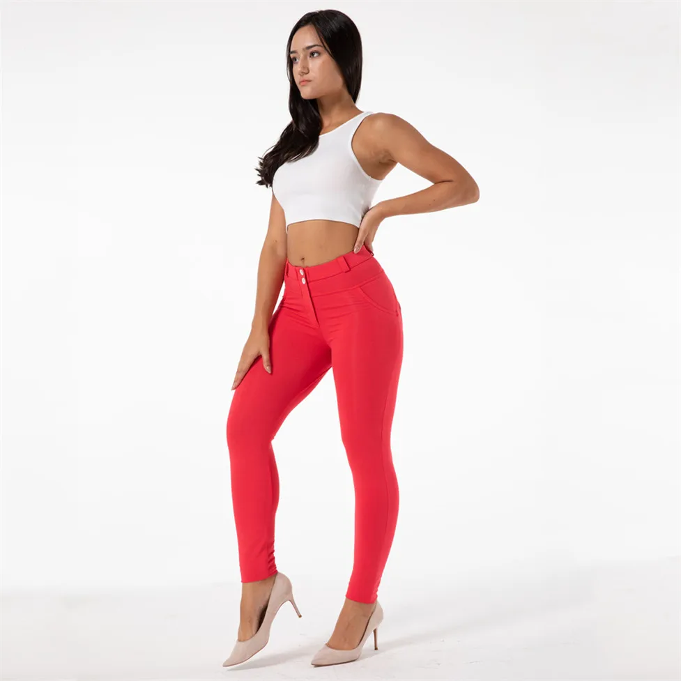 • Red Running collant Womens Skinny Leggings dimagranti Legging Push Up Leggins Lift Butt pantaloni a figura intera