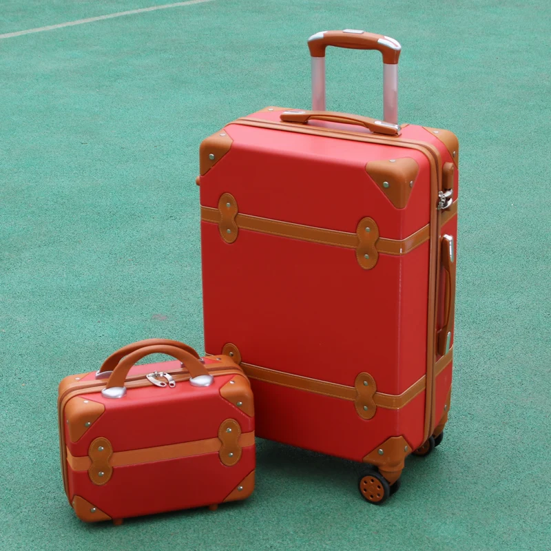 Ensemble de Valise de Voyage Rétro en ABS avec Roues, Chariot à Roulettes, Rose, Grande Capacité, Petite Valise, 20, 22, 24, 26 pouces
