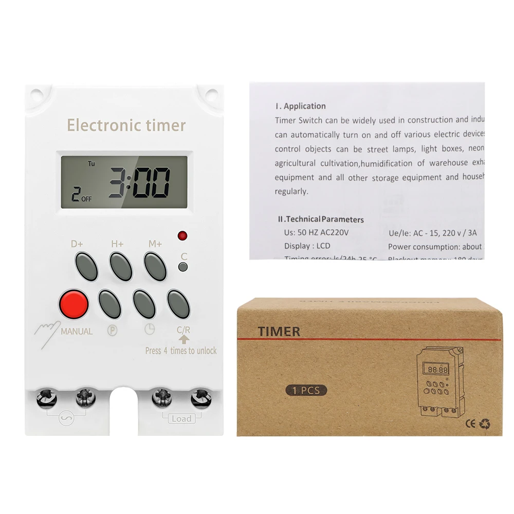 KG316T-II Digital Timer 220V 3A Programmable Timing Control Switch Time Relay Micro-computer Electronic Time Switch Relay