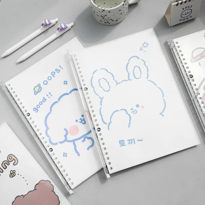 

B5 Cute Rabbit Spiral Loose-leaf Notebook Binder 30 Sheets Kawaii Notepad Diary Planner Journal Refillable Notebook