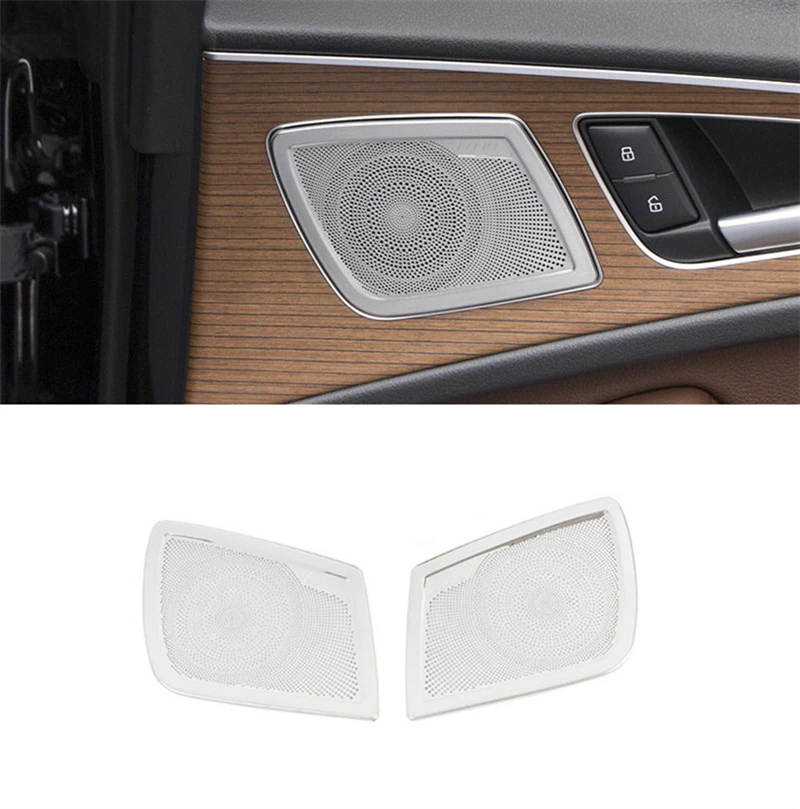 Car Door Loudspeaker Net Cover Panel Decoration Sticker Trim For Audi A6 C7 2012-2018 Audio Horn Modified Accessories