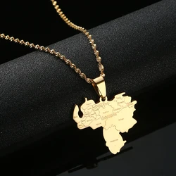 Stainless Steel Venezuela City Map Pendant Necklaces Silver Color Gold Venezuelan Jewelry