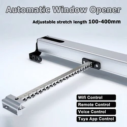 Smart Automatic Electric Window Opener Motor 100-400mm Chain Sliding Flat Window Sunroof Intelligent Remote Control DC 24V