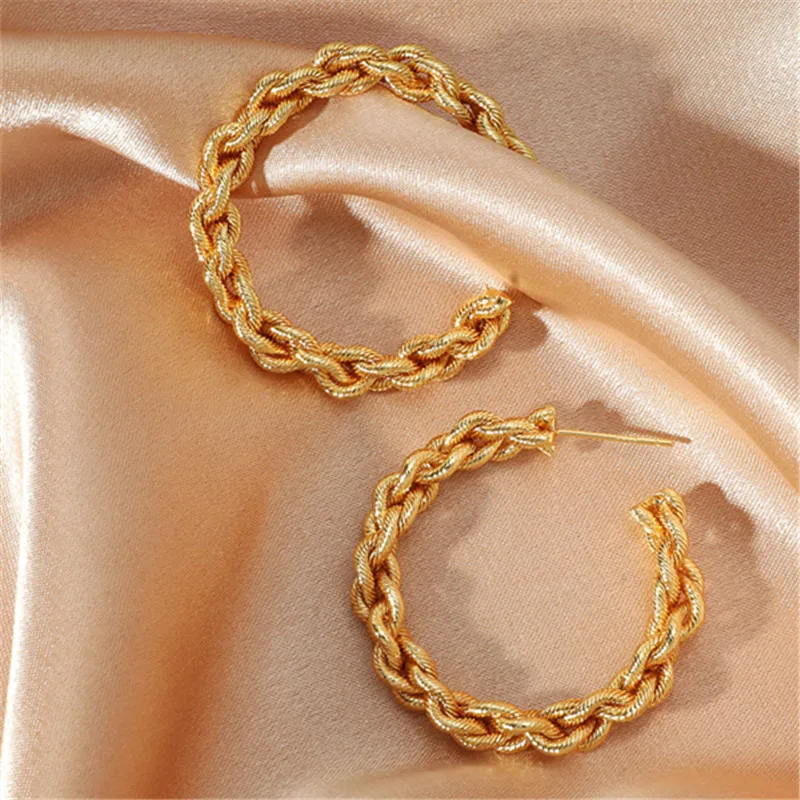 Fashion Popular Metal Chain C Shape Simple Ring Earrings Jewelry