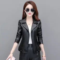 Genuine Leather Spring Autumn Jacket 2021 New Winter Windproof Sheepskin Women Shorts Slime Coats Zipper Casual Female Outerwear