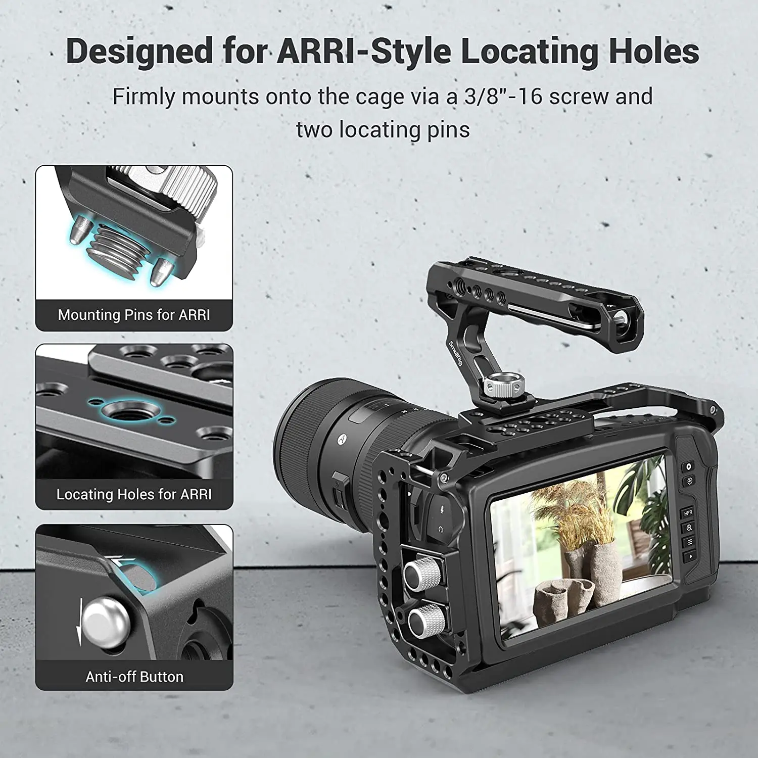 SmallRig Universal Arri Locating Top Handle Grip With 15mm Rod Clamp For Dslr Camera Cage Microphone Shoe Mount DIY -2165