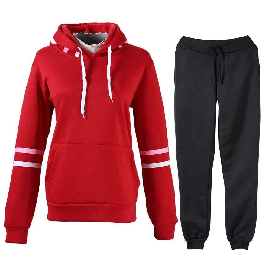 Autumn Women Hoodies Tracksuits Fashion Fleece Hooded Sweatshirt Two Pieces Set Casual Sweatshirts Sweatpants Set Sportswear
