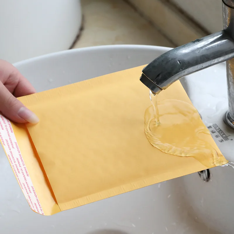 Embalagens plásticas para transporte, sacos de papel kraft amarelo 100 com plástico bolha e envelopes acolchoados, à prova d'água