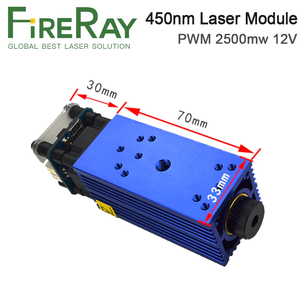 PWM 2500mw 12V Laser messa a fuoco regolabile 450nm modulo Laser blu testa Laser per incisione Laser fai da te e macchina per il taglio del legno